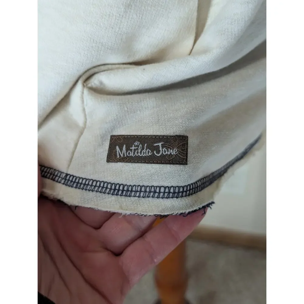 Matilda Jane Women's Full Moon Reversible Vest Navy Blue Cream Stripe Size Large